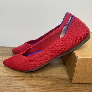 Rothy’s Womens The Point Chili Red Pointed Flats 10 EUC